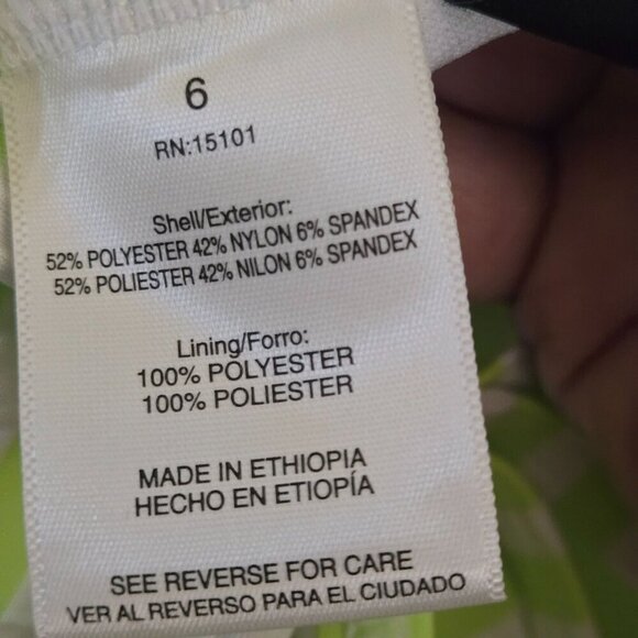 Ellen Tracy NWOT Neon Green Striped Ruched Ruffled Tie Back Swimsuit Size 6 - Picture 5 of 5